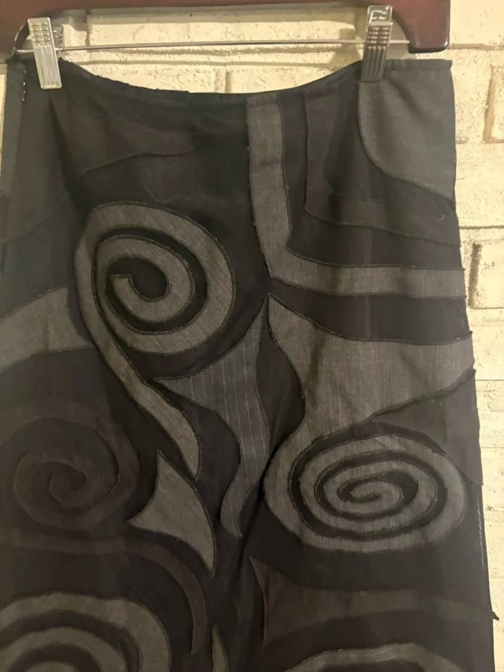 TRIBAL size 4  Black Swirl A-Line Maxi Skirt burnout sheer EUC - Picture 3 of 8